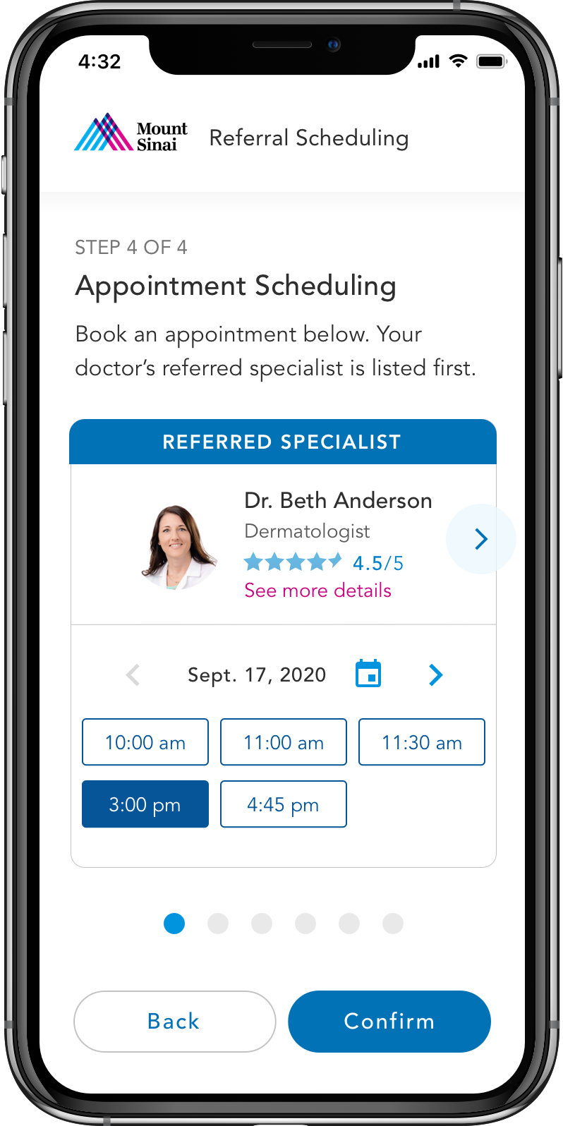 Referral scheduling screen 2